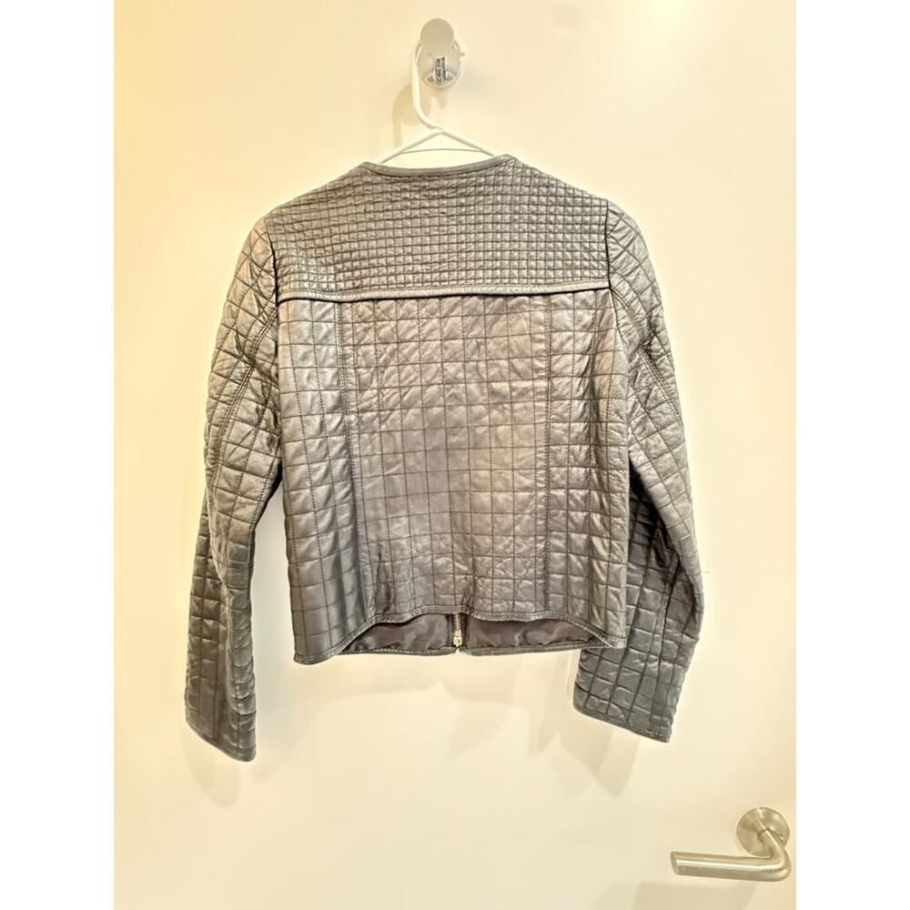 Zara Black Quilted Faux Leather Moto Jacket Size S Biker Edgy Fall Winter - Picture 5 of 6